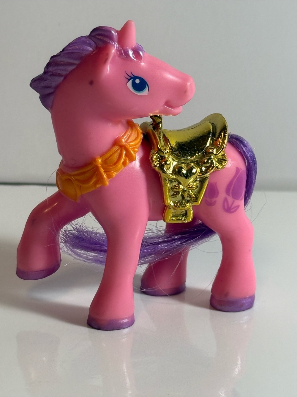 VTG Chap Mei Fakie Cutie Pony horse Action Figure Brushable Doll Pink Saddle